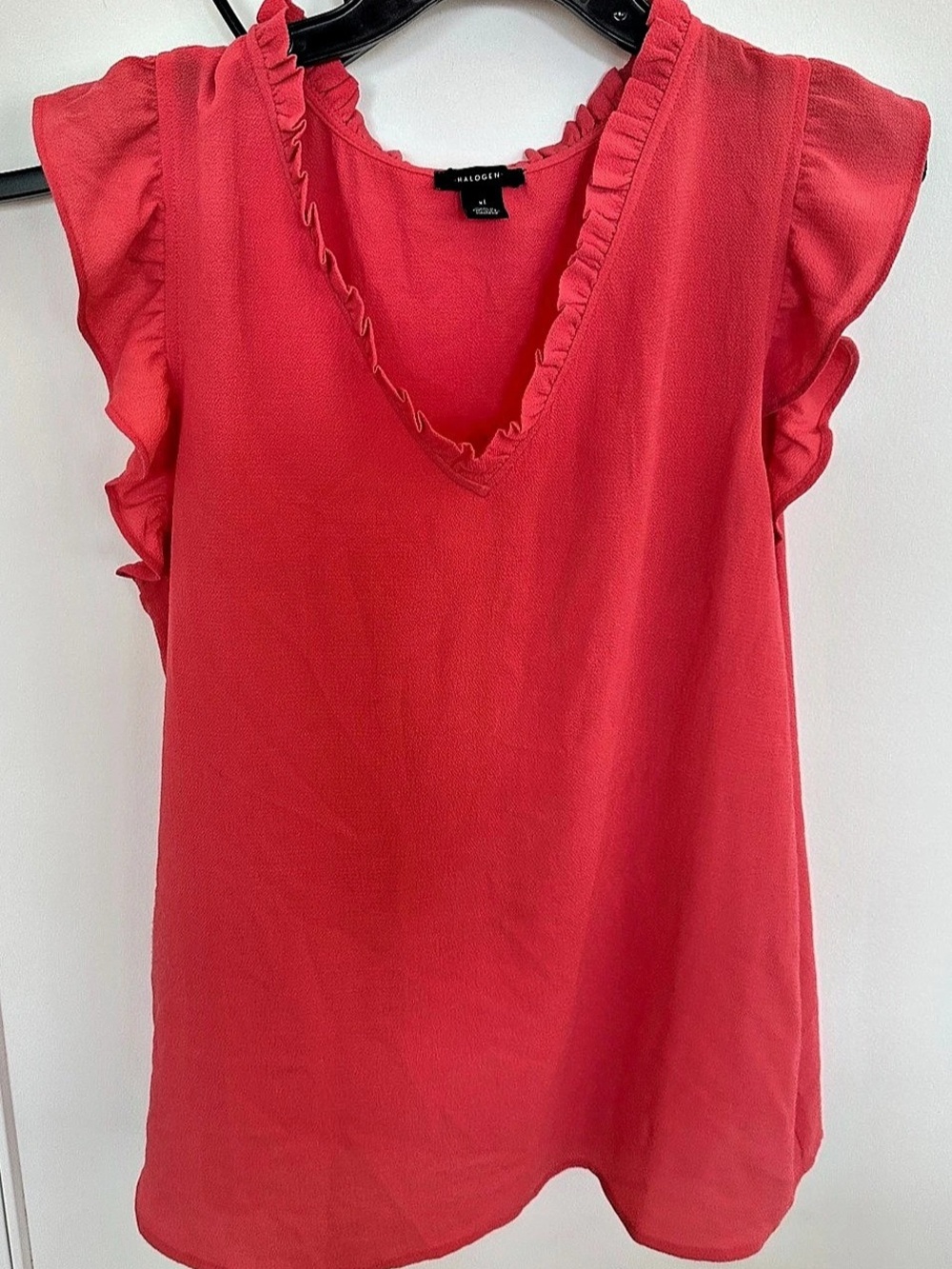 Halogen Ruffle Sleeve Blouse in Red XL Like New